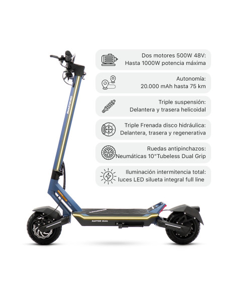 SMARTGYRO PATINETE ELÉCTRICO RAPTOR DUAL EVO LR