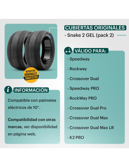 PACK 2 GEL NEUMATICO SNAKE + INSTALACIÓN