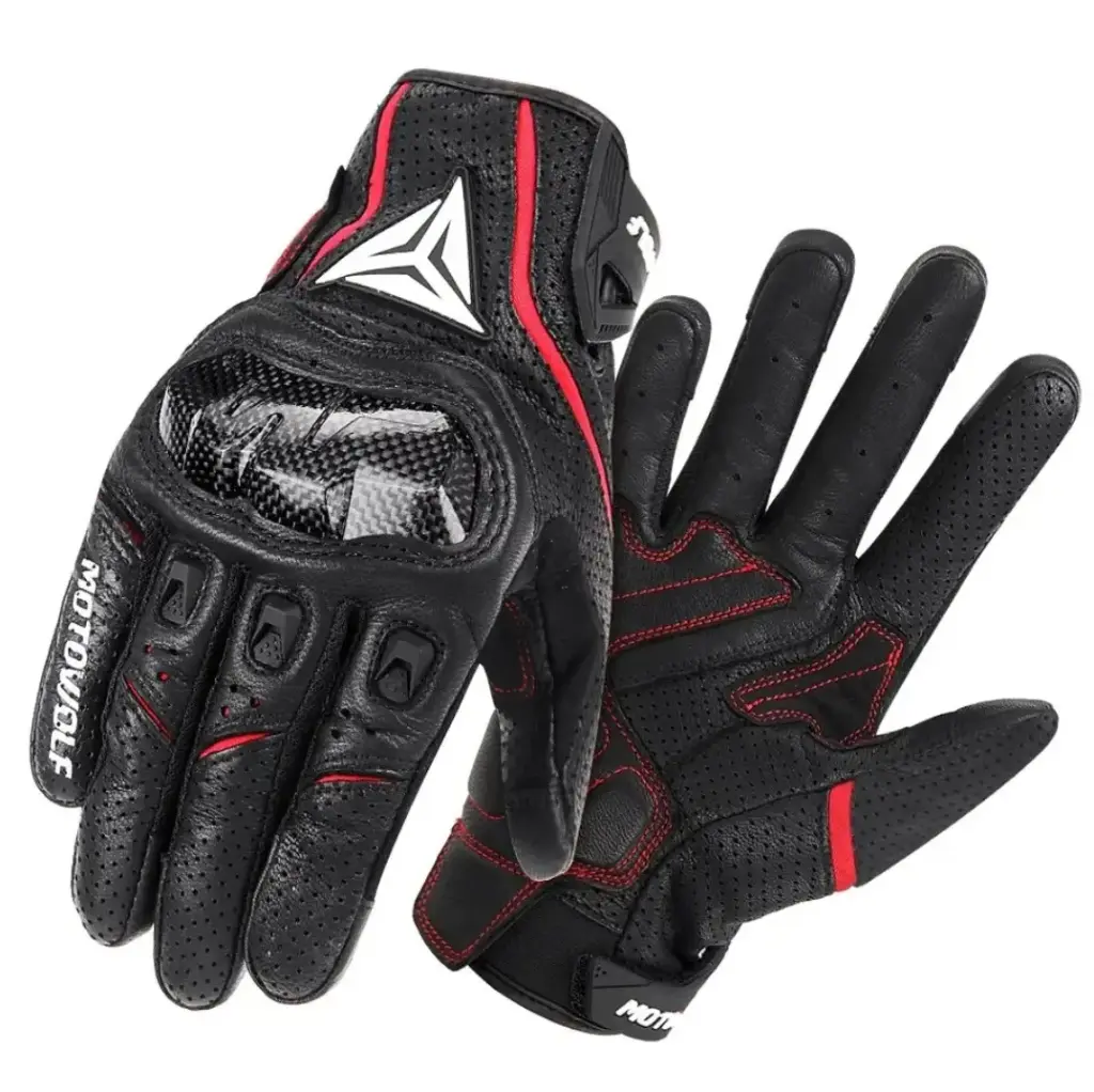 [PP28-092] Guantes De Piel Con Protección Negro Talla L