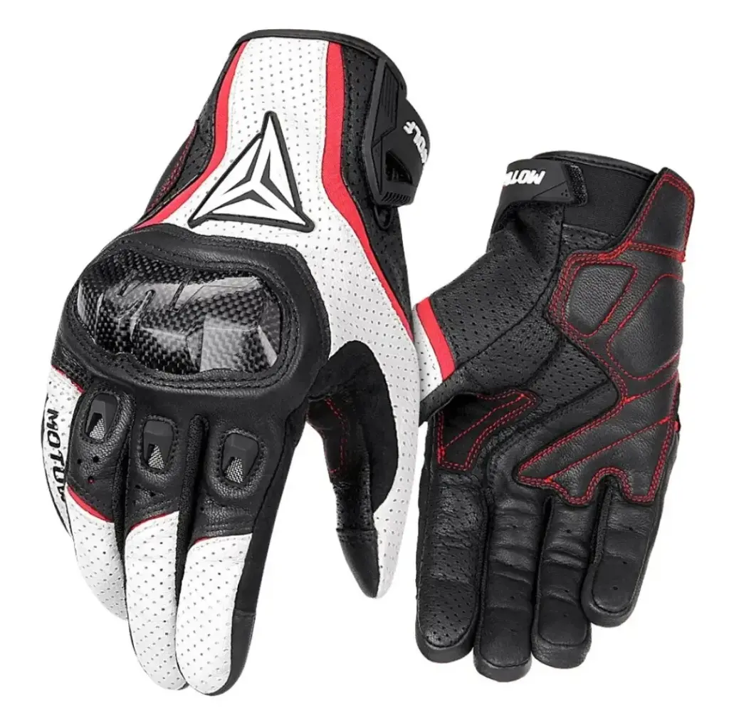 [PP28-097] Guantes De Piel Con Protección Blanco Talla M